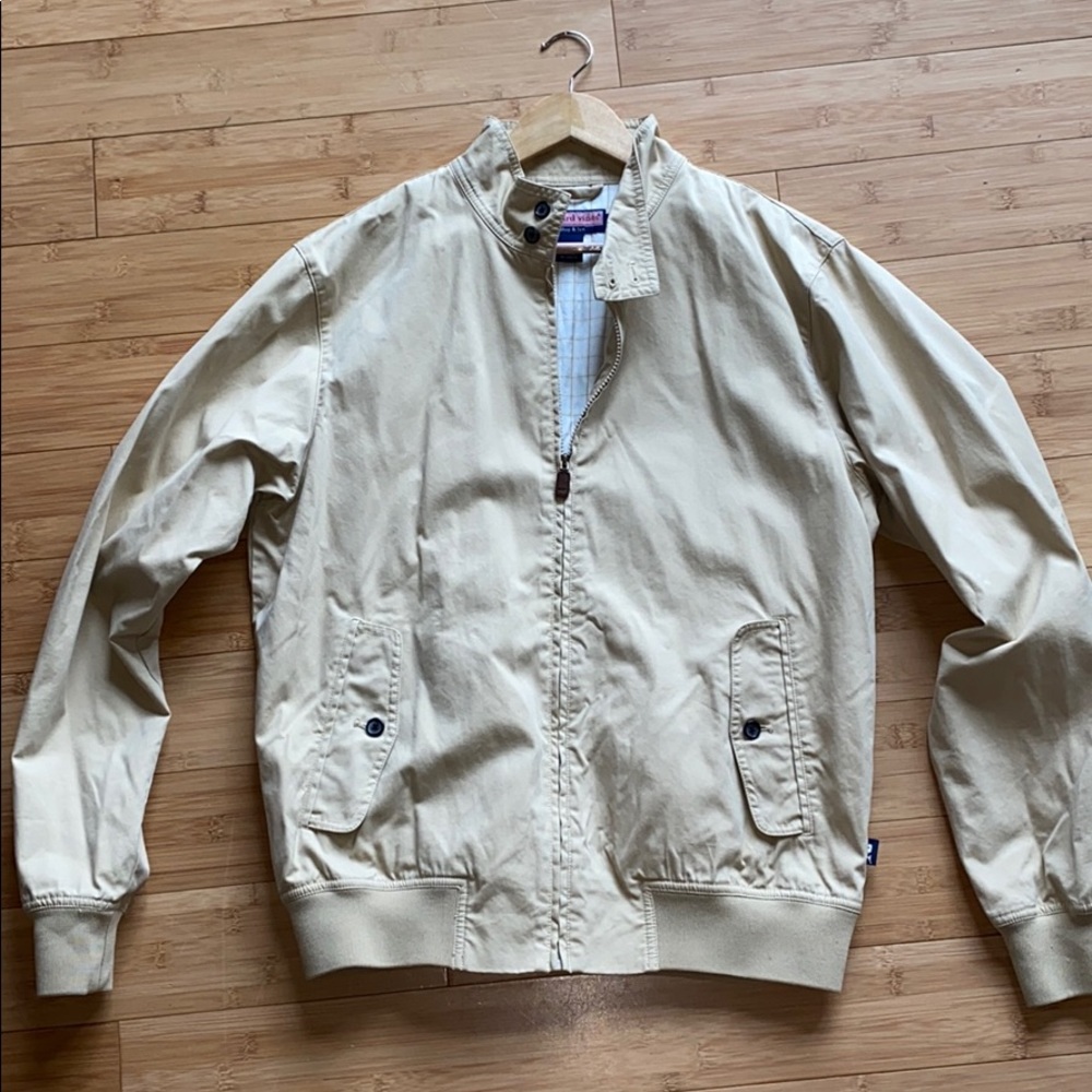 Vineyard Vines Mens Bomber Jacket Beige M